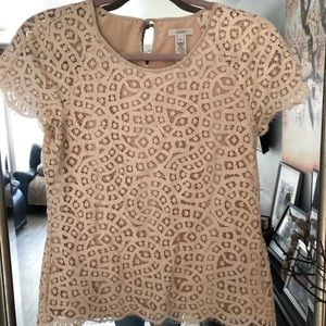 J. Crew Scalloped Lace Tee